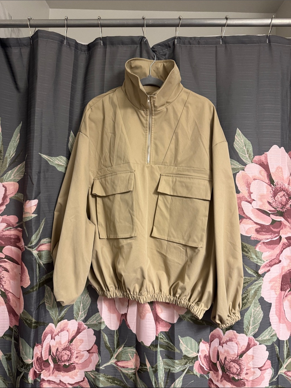 SHEIN Tan Women’s Utility Bomber Jacket with Front Pockets
